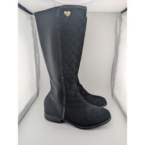 Stuart Weitzman Girls Size 3 Black Riding Boots Quilted 14" Knee High